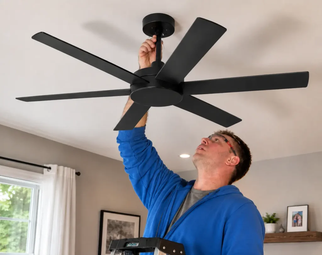 Ceiling fan installation by a licensed electrician in Edmonton